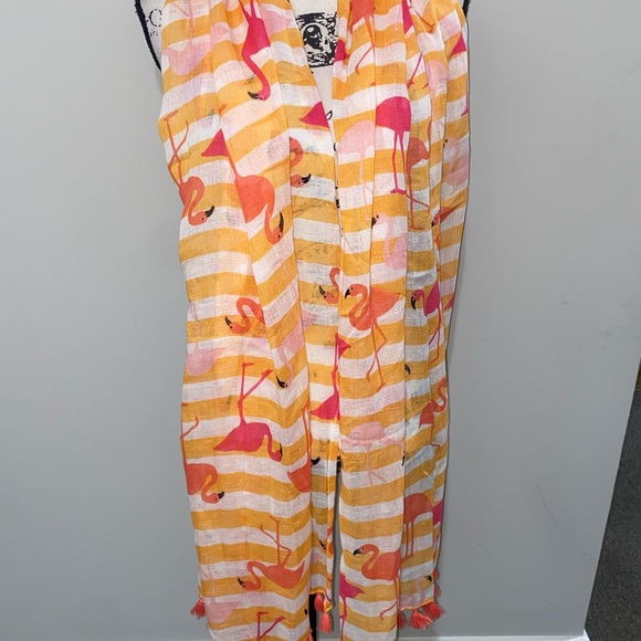 Spartina 449 flamingo floral retreat linen blend scarf shawl colorful summer. - Picture 5 of 14